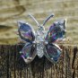 .925 Sterling Silver Ring size 8 CZ Butterfly Rainbow Topaz Midi Ladies New m04