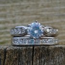 .925 Sterling Silver Wedding Ring Set CZ Engagement Bridal Ladies Size 6 New z48