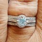 .925 Sterling Silver Wedding Set Size 8 CZ Engagement Ring Bridal Ladies New w45