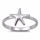 .925 Sterling Silver Ring Size 4 Kids Starfish Star Fish Baby Girls Toe New b71