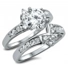 .925 Sterling Silver Wedding Ring set size 11 Engagement CZ Bridal New wz42