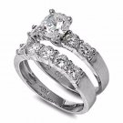 .925 Sterling Silver Wedding Set CZ Round Cut Engagement Ring Size 5-12 New c9