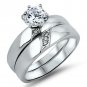 925 Sterling Silver Wedding Ring set Round Cut CZ Engagement size 8 New w63