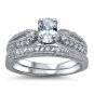925 Sterling Silver Wedding Ring Set CZ Round Cut Engagement Size 8 New w24