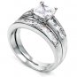 925 Sterling Silver Wedding Ring Set CZ Princess Cut Engagement Size 4 New w88