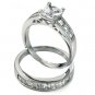 925 Sterling Silver Wedding Ring Set CZ Princess Cut Engagement Size 4 New w88