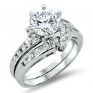.925 Sterling Silver Wedding set size 5 CZ Engagement Ring Bridal Ladies New z42