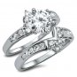 .925 Sterling Silver Wedding set size 5 CZ Engagement Ring Bridal Ladies New z42