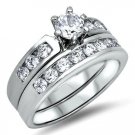 925 Sterling Silver Wedding Ring Set CZ Round Cut Engagement Size 9 New w53
