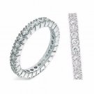 .925 Sterling Silver Ring Size 9 CZ Wedding Band Bridal Engagement Eternity v45