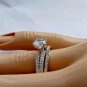 .925 Sterling Silver Wedding set size 8 CZ Round Cut Engagement Ring New z39