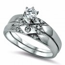 .925 Sterling Silver Wedding Ring Set Engagement Solitaire Bridal Size 6 New z40