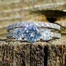 .925 Sterling Silver Wedding ring set size 9 CZ Engagement Bridal New w14