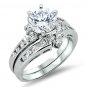 .925 Sterling Silver Wedding Ring set size 4 Engagement CZ Cubic Zirconia wz42