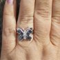 .925 Sterling Silver Ring size 5 CZ Butterfly Rainbow Topaz Midi Ladies New m04