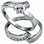 .925 Sterling Silver Wedding Set CZ Round Cut Engagement Ring Size 6 New w27