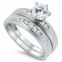 .925 Sterling Silver Wedding Ring Set Size 5 CZ Round Cut Engagement New w60
