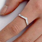 925 Sterling Silver Wedding Band Ring CZ Round Cut  Chevron Size 7 New w88