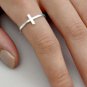 .925 Sterling Silver Ring size 5 Cross Christian Midi Sideways Ladies New p71