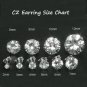 .925 Sterling Silver Earrings CZ Stud 2mm Round cut Clear White Ladies Kids New