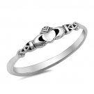.925 Sterling Silver Ring size 4 Irish Claddagh Fashion Kids Ladies New p82