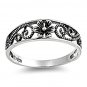.925 Sterling Silver Ring size 4 Flower Midi Rose Celtic Kids Ladies New p05