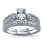 .925 Sterling Silver Wedding Ring Set CZ Round Cut Engagement Size 8 New w24