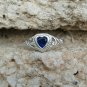 .925 Sterling Silver Ring size 5 Heart Kids Midi Blue Sapphire Ladies New
