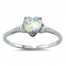 .925 Sterling Silver Ring size 7 Heart CZ Opal Midi Ladies Promise White New x61