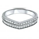 Sterling Silver Wedding Ring Band CZ Round Cut Double V Size 5 New x16