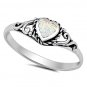 .925 Sterling Silver Ring size 9 Heart cut Opal Midi Ladies White New px54