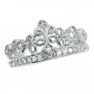 .925 Sterling Silver ring size 5 CZ Round cut Princess wedding Tiara New v62