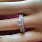 .925 Sterling Silver Wedding Ring set size 8 Engagement CZ Bridal Ladies New w11