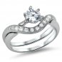 .925 Sterling Silver wedding set size 8 CZ Engagement ring Bridal Ladies New w40