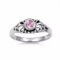 .925 Sterling Silver Ring Size 4 CZ Kids Midi Baby Pink Ladies Celtic New b05