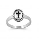 .925 Sterling Silver Ring Kids Cross Crucifix Christian Baby Size 2 Midi New b68