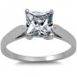 .925 Sterling Silver Ring CZ Princess Cut Engagement Wedding Size 8 New v77