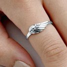 .925 Sterling Silver Ring size 6 Angel Wing Midi Knuckle Wings Ladies New p86