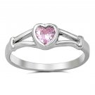 925 Sterling Silver Ring CZ Kids Heart Pink Midi Knuckle Thumb Size 5 New b03