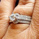 .925 Sterling Silver Wedding Set Size 10 CZ Engagement Ring Bridal Ladies w45