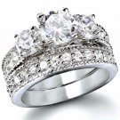 .925 Sterling Silver Wedding Ring Set CZ Round Cut Engagement Size 4 New z28