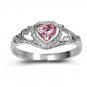 .925 Sterling Silver Ring size 3 CZ Heart Pink Baby Kids Midi Ladies New pb59