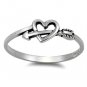 .925 Sterling Silver Ring size 9 Arrow Heart Chevron Ladies Womens Kids New p89