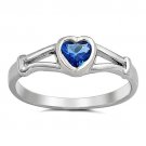 .925 Sterling Silver Ring size 1 Blue Sapphire Baby Heart Toe Ring Kids New j06