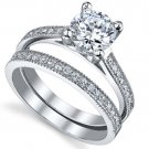 .925 Sterling Silver Wedding Ring set CZ Engagement Bridal Size 9 Ladies New w78