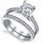 .925 Sterling Silver Wedding Ring set CZ Engagement Bridal Size 9 Ladies New w78