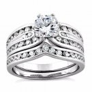 .925 Sterling Silver Wedding Set Size 9 CZ Round Cut Engagement Ring New w04