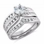.925 Sterling Silver Wedding Set Size 9 CZ Round Cut Engagement Ring New w04