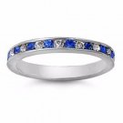 .925 Sterling Silver Ring Size 11 CZ Round Cut Eternity Band Sapphire New k04