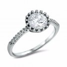 .925 Sterling Silver Engagement Ring Size 6 CZ Round Cut Solitaire New v96